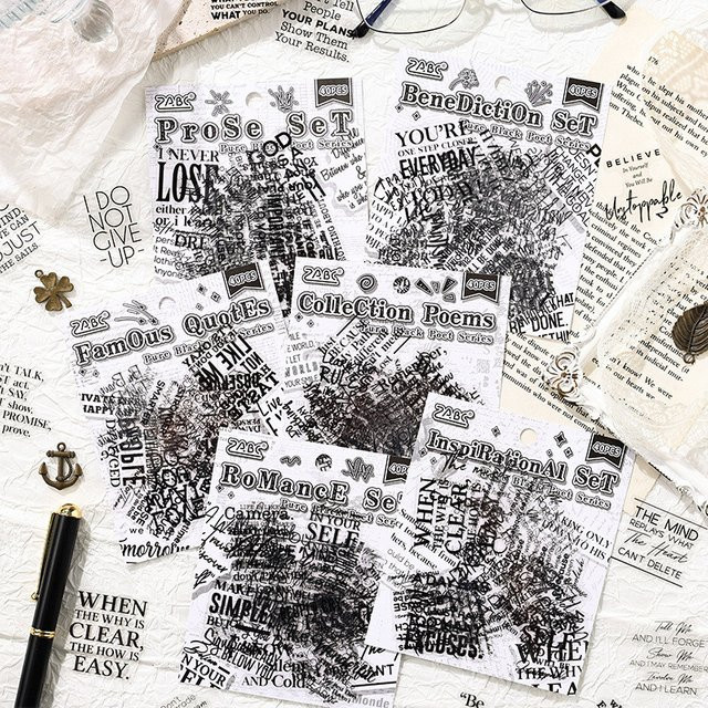 40 Stück PET-Aufkleber mit englischem Muster in Multicolour für DIY Scrapbooking und Junk Journal - Bild 1