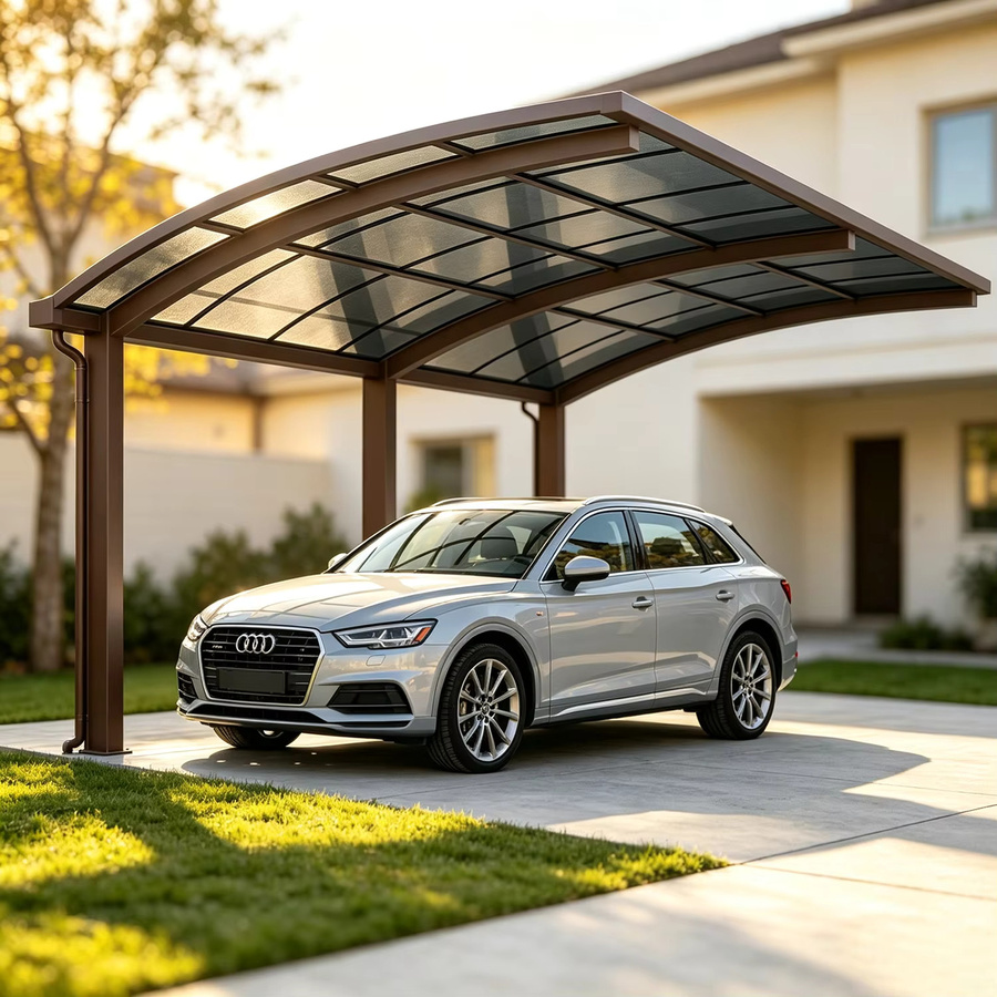 Modernes Aluminium-Carport aus Metall in Weiß als wasserdichter Outdoor-Parkplatzunterstand und Sonnenschutz - Bild 2