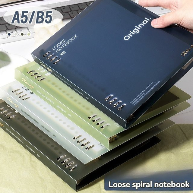 A5 Notizbuch mit Softcover und Fächern in Blau, liniertes Loseblatt-System für Schule und Studium - Bild 1