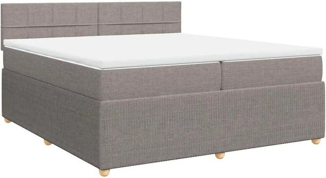 vidaXL Boxspringbett mit Matratze Hybrid-System aus Taschenfederkern in Taupe, B/T: 200 x 200 cm - Bild 1