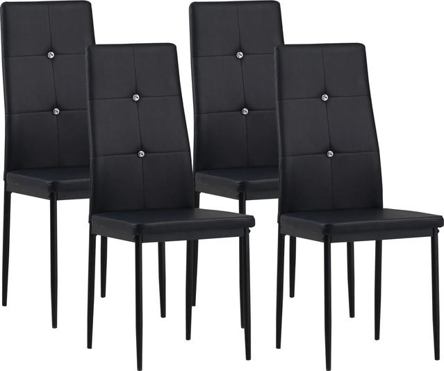 Albatros Esszimmerstühle DIAMOND 4er Set in Schwarz mit Kunstleder-Bezug und Diamant-Look - Bild 1