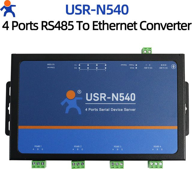USR-N540 H7 Ethernet-Konverter RS485 4-Kanal TCP-Server IoT-Gerät mit Modbus Gateway und MQTT Unterstützung in Schwarz - Bild 1
