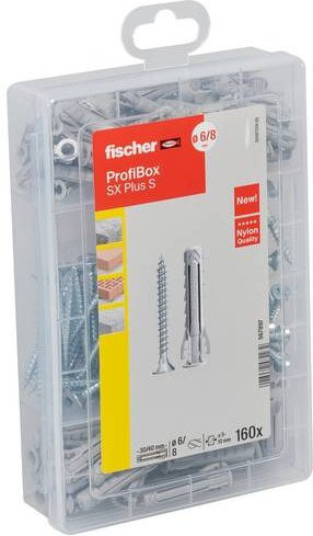 Fischer Profibox SX Plus Dübelset mit Schrauben aus Nylon in Grau und Transparent - Bild 1