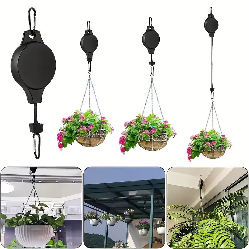 YOCITY Ausziehbare Pflanzenaufhängung Verstellbarer Blumenkorb-Haken für Hängende Pflanzen in Schwarz oder Weiß für Innen- und Außenbereich - Bild 6