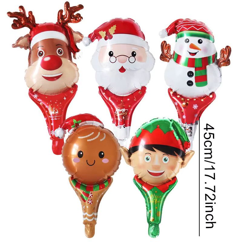 ZYF Handheld Luftballons für Weihnachtsdekorationen mit Motiven wie Santa, Schneemann, Elch und Lebkuchenmann, Multicolor, 5 oder 10 Stück - Bild 3
