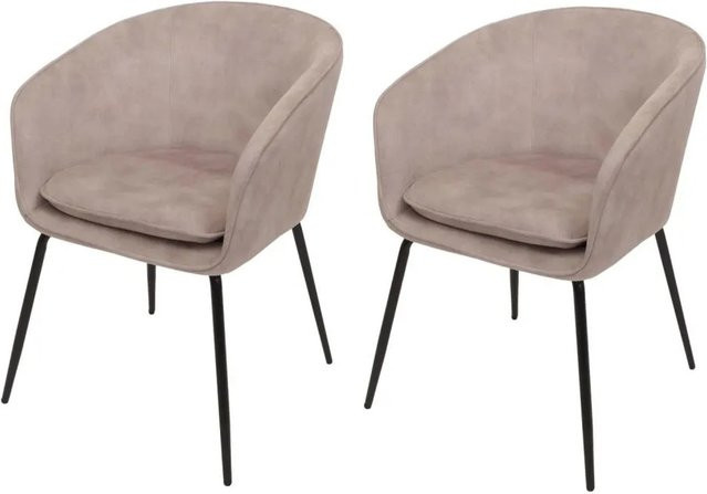 MCW Esszimmerstuhl O28 2er-Set in Taupe mit Stoffbezug und Metallgestell - Bild 1