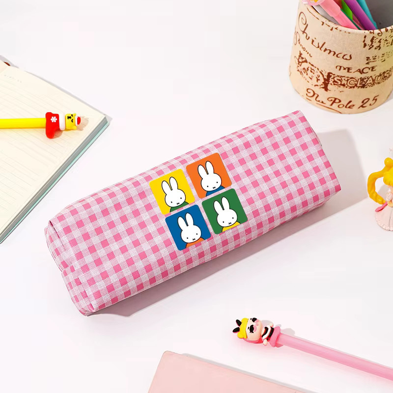 Miffy Bunny Plaid Federmäppchen mit Karomuster als niedliches Stifteetui für Schüler und Mädchen - Bild 1