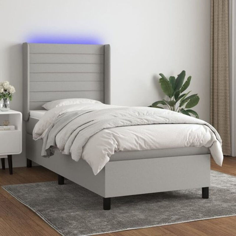 Vidaxl Boxspringbett mit Matratze in Grau und Weiß aus Stoff, B/T: 100 x 200 cm - Bild 1