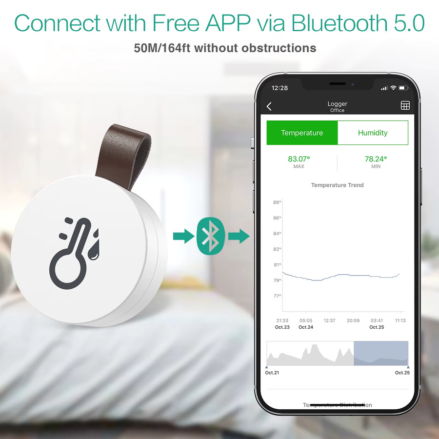 ORIA Drahtloses Bluetooth Thermometer-Hygrometer Set mit App-Steuerung, Weiß - Bild 2
