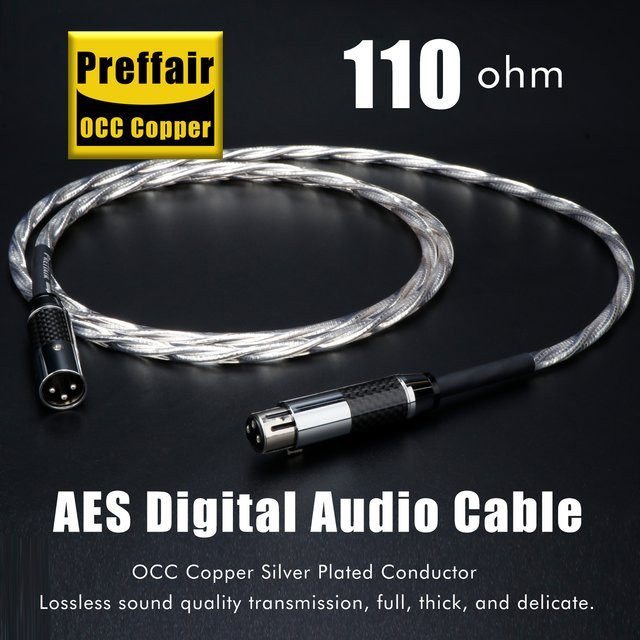 Preffair AES/EBU Koaxiales Digitalkabel 110 Ohm OCC mit versilberten Leitern und Kohlefaser XLR-Steckverbindern in Silber - Bild 1