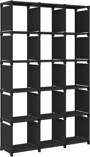 vidaXL Würfelregal mit 15 Fächern in Schwarz aus Stahl und Stoff, B/T/H: 103 x 30 x 175,5 cm - Bild 1