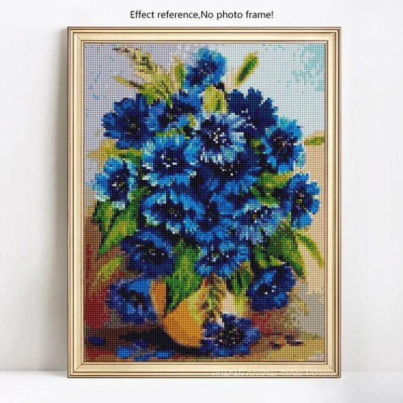 FIYO 5D DIY Diamant Stickerei Blumen Mosaik Dekoration in Blau, B/H: 20 x 30 cm - Bild 1