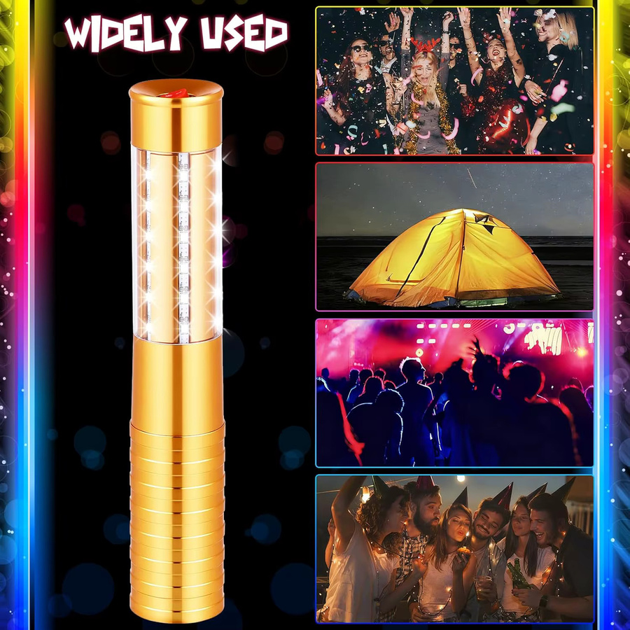 XIWANGFIRE Wiederaufladbarer LED-Leuchtstab für Flaschenservice in Gold und Weiß mit RGB-Effekt für Bar und Party - Bild 5