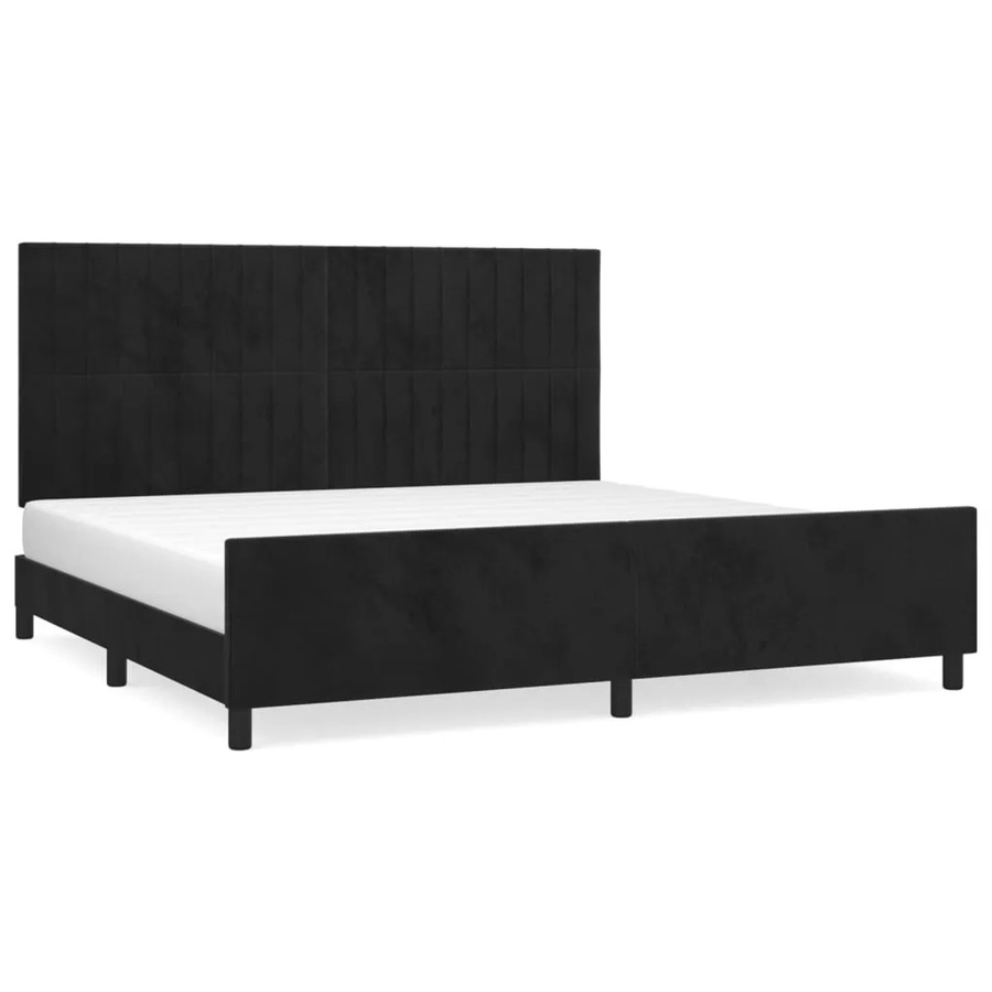 vidaXL Bettgestell mit Kopfteil in Schwarz aus Samt und Holz B/T/H: 200 x 200 x 128 cm - Bild 2