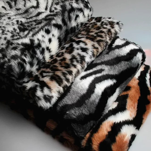 Multicolor Kunstfell Stoff in Leopardenmuster, Tigermuster und Zebramuster für DIY-Projekte und Kostüme, Beige - Bild 1