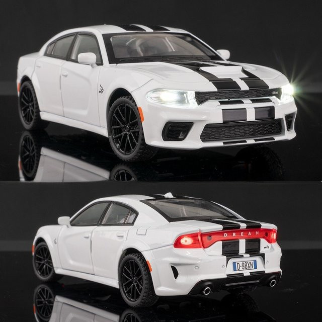 MAKEDA Charger Challenger SRT Hellcat, Spielzeugmodell, 1:32, Metall, mit Licht und Sound - Bild 1