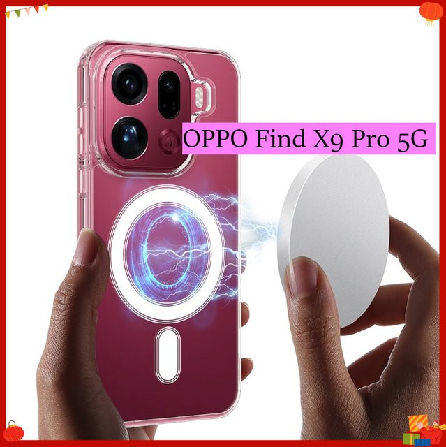 ELVEV Magnetische Hülle für OPPO Find X9 Pro, flexibles Premium-Acryl, transparent, Anti-Vergilbung und Anti-Fall Schutz - Bild 1