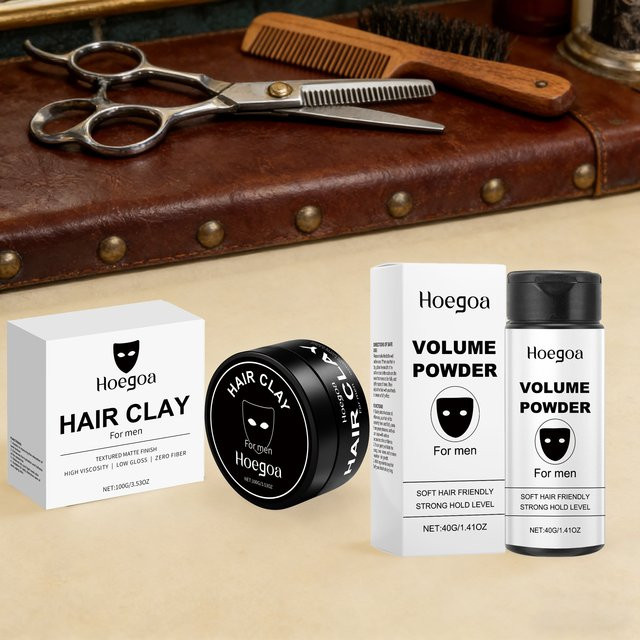 Hoegoa Haarstyling-Set Fixierpuder & Haarpomade, Herren - Bild 1