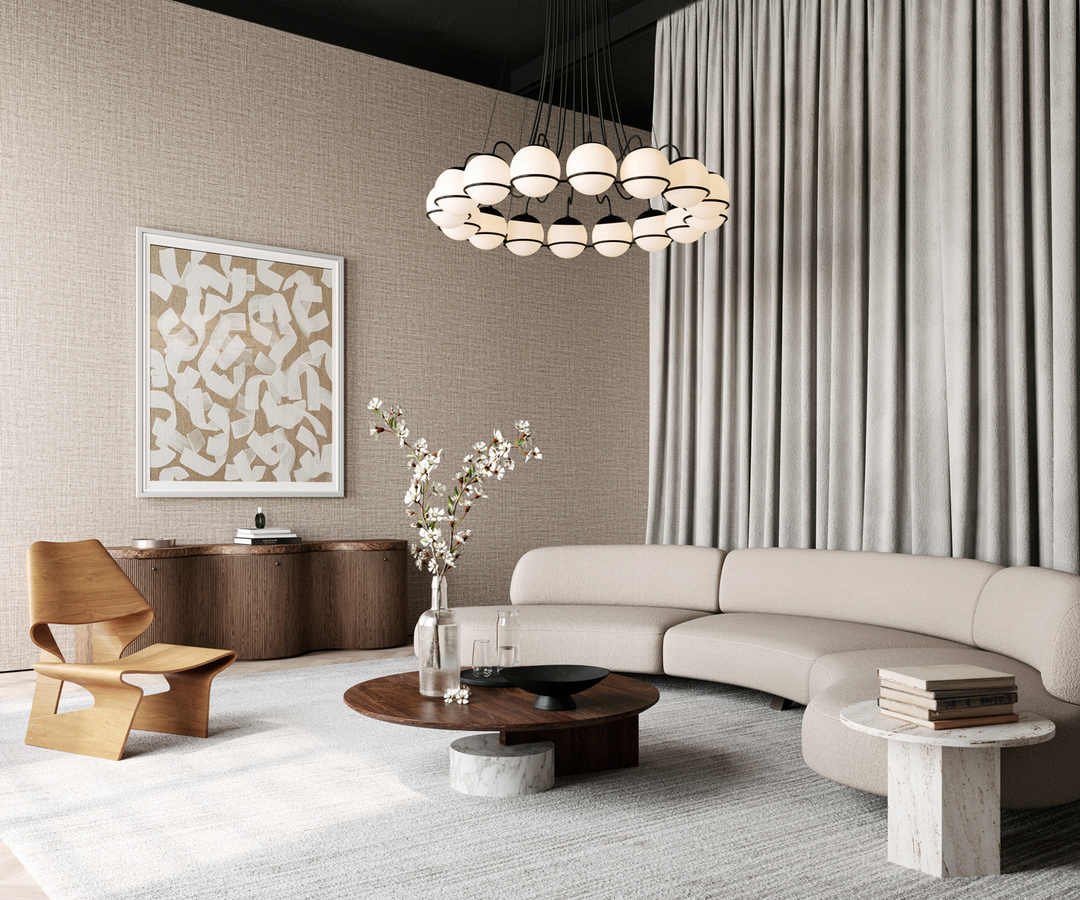 Arte Tapete Ovillo in Umber mit abstraktem Design in Beige, Grau und Braun - Bild 1