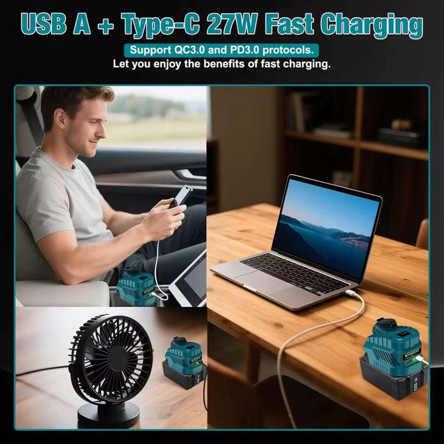 Makita Buck Converter mit Zigarettenanzünder und USB Typ C für 12V 18V 20V Akkus - Bild 5