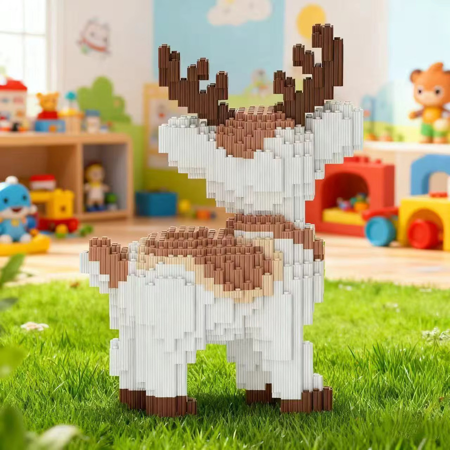 TIANMENG Tier 3D Elch Fawn, Mikro-Diamant-Baustein, Bunt / Mehrfarbig - Bild 3