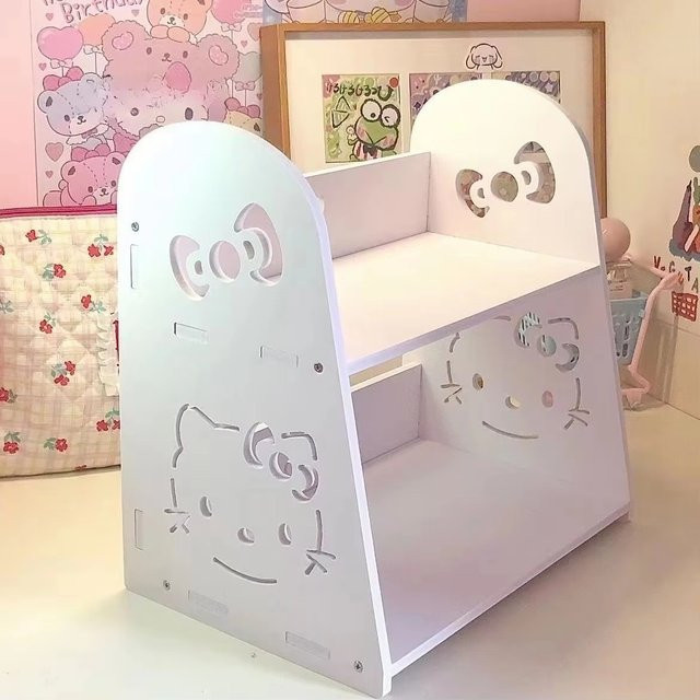 Hello Kitty 2-stöckiges Desktop-Aufbewahrungsregal in Weiß als Organizer für Schreibwaren und Make-up - Bild 1
