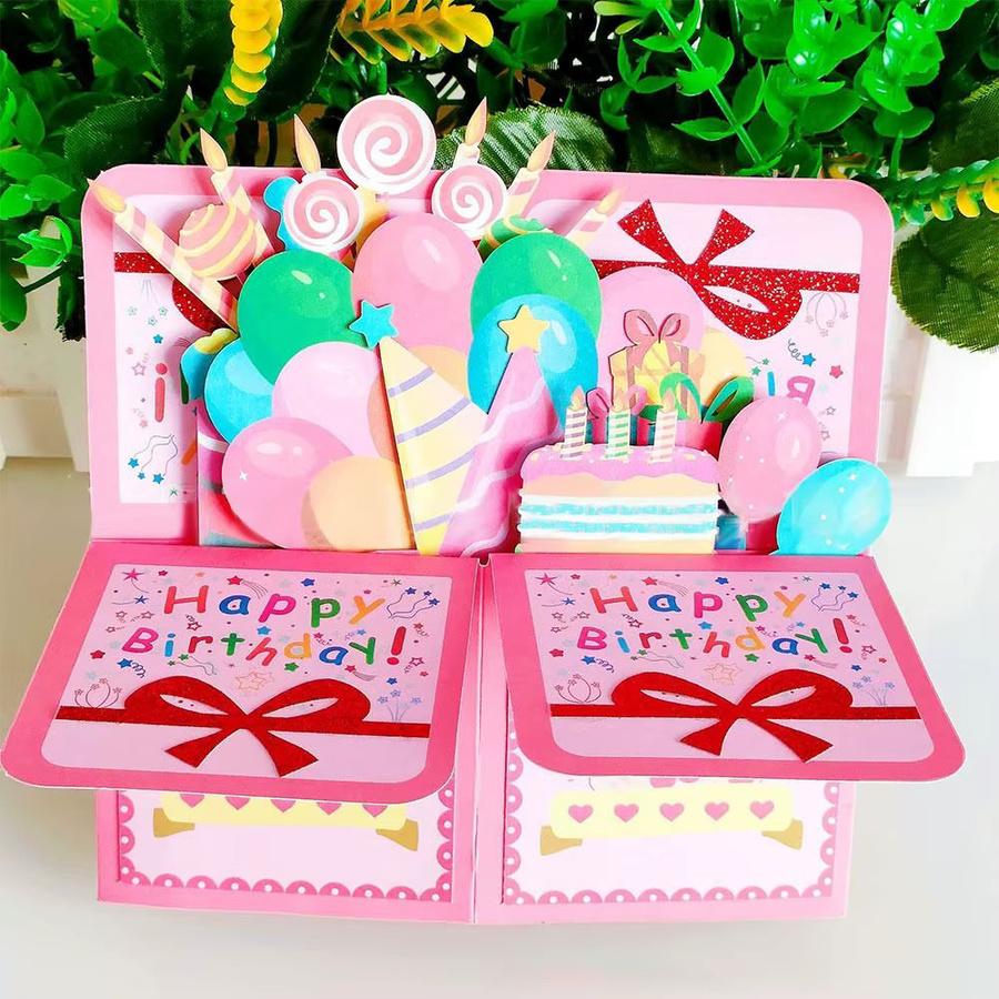 3D Pop-up Grußkarte mit Blumenstrauß als Geschenkkarte für Geburtstag oder Dankeschön, Mehrfarbig - Bild 1