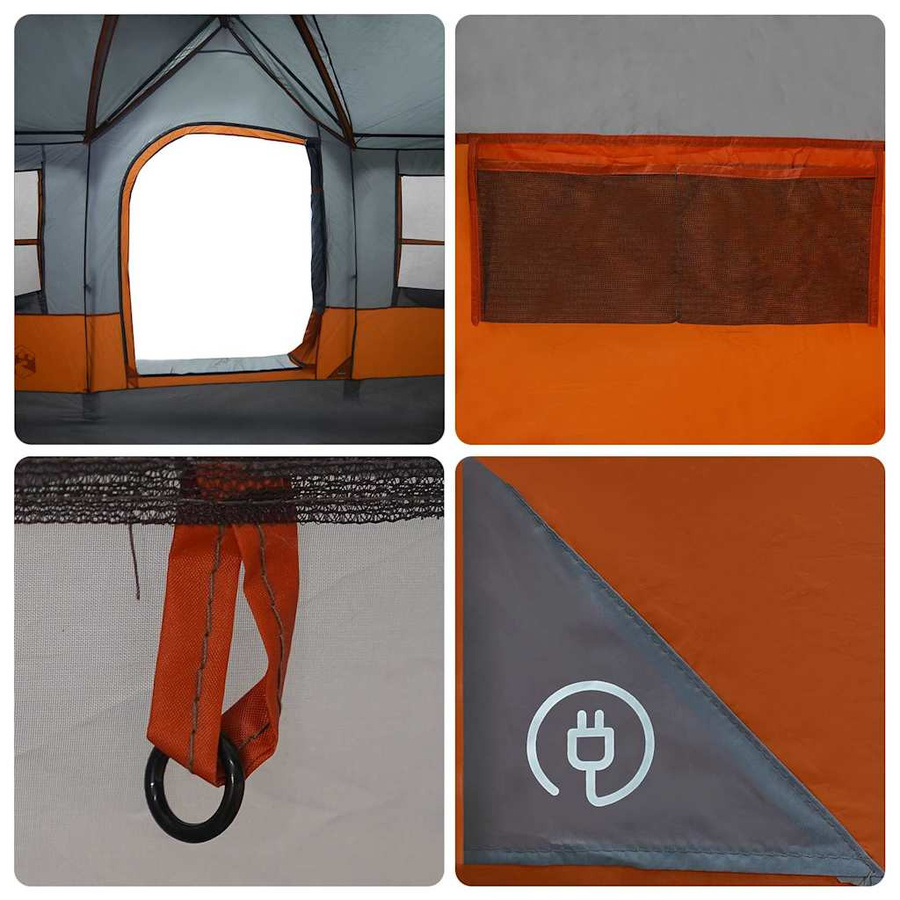 vidaXL Familienzelt mit Dach in Grau und Orange, B/T/H: 622 x 295 x 238 cm - Bild 5