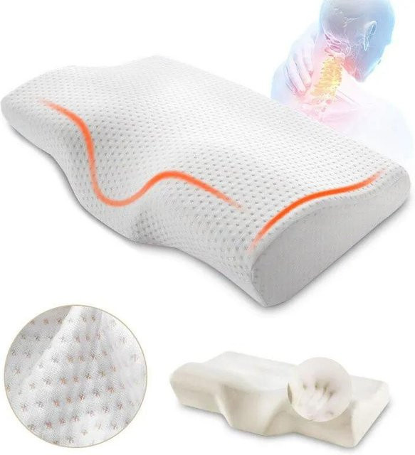 Orthopädisches Memory Foam Nackenkissen in Schmetterlingsform für den Halswirbelbereich, Farbe: Weiß, B/T: 50 x 30 cm - Bild 1