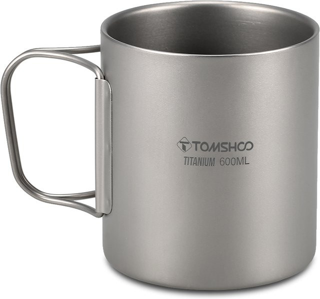Tomshoo Doppelwandige Titan-Tasse für Kaffee und Tee, Farbe: Silber, Volumen: 220 ml, 350 ml, 450 ml oder 600 ml - Bild 1