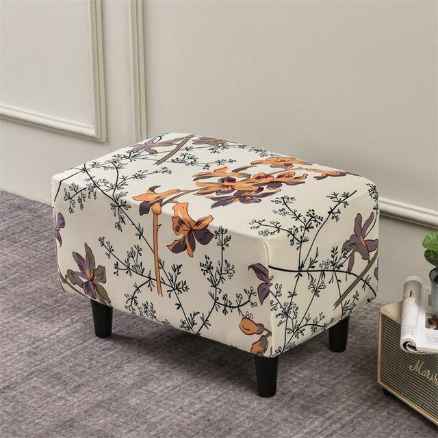 Dehnbarer Blumen Hockerbezug von Your Warm Home in Multicolour aus elastischem Spandex-Material - Bild 1