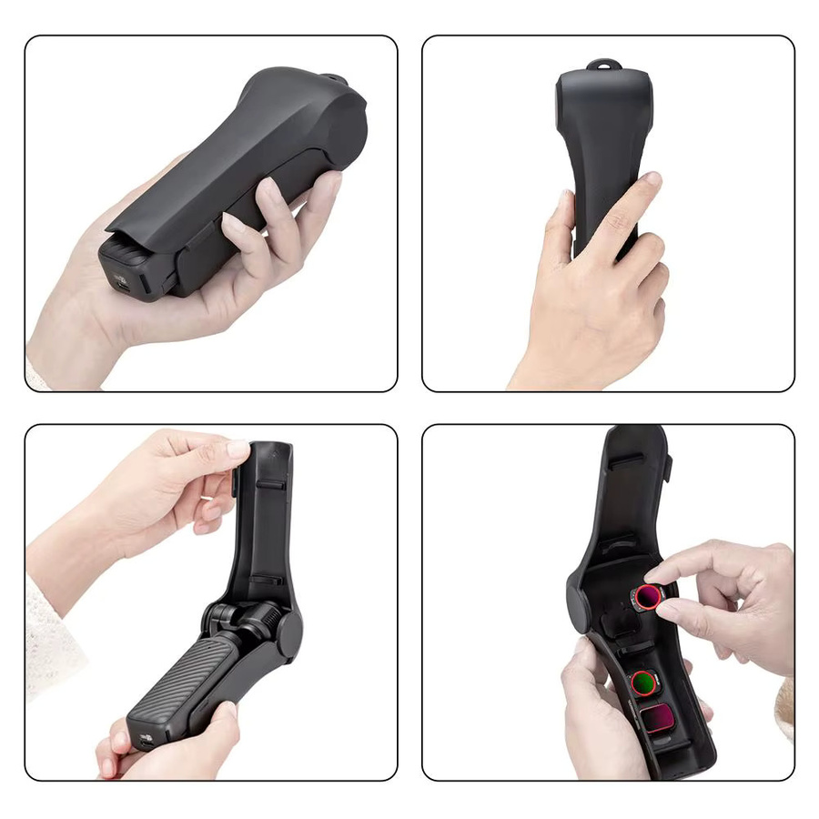 DJI Osmo Pocket 4 Flip-Schutzhülle in Schwarz mit magnetischer Filteraufbewahrung und Lanyard-Loch aus Hartschale - Bild 3