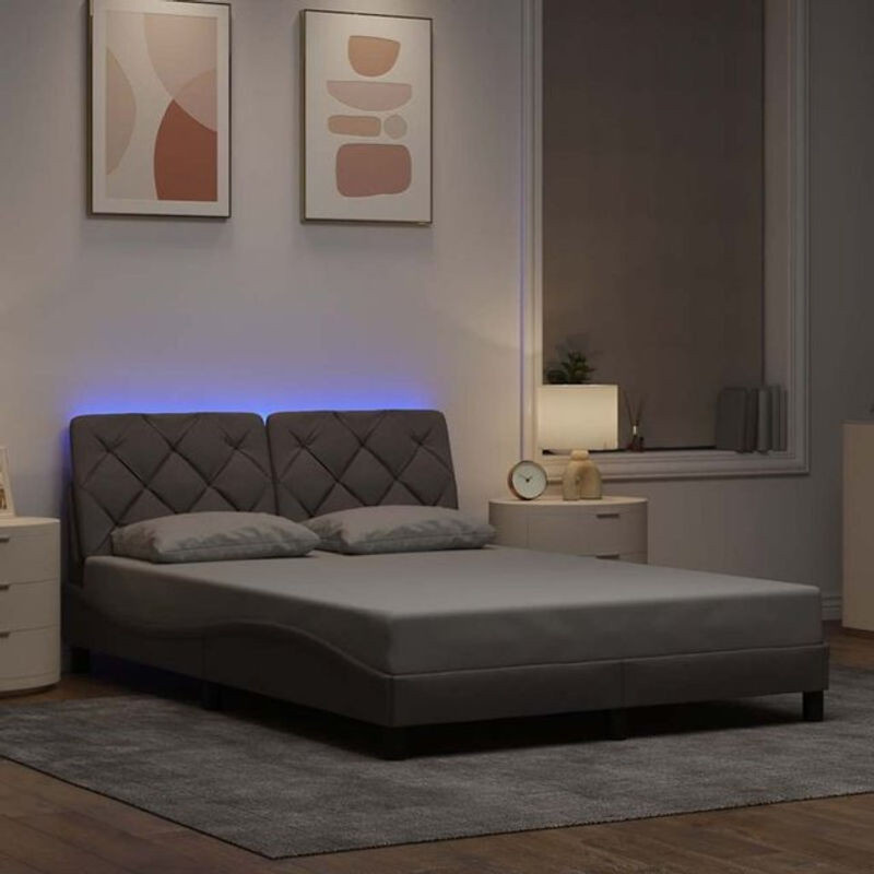 Polsterbett mit LED Vidaxl in Taupe meliert, B/T: 140 x 200 cm - Bild 1