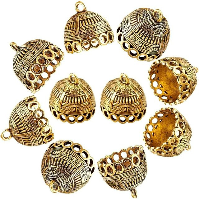 10 Stück Säulen-Metallschnur-Endkappen, tibetischer Stil, goldene Endkappen - Bild 1