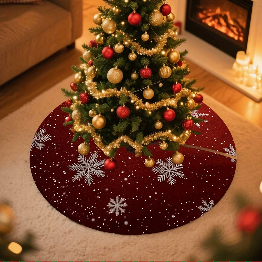 VIKAMA Weihnachtsbaumrock mit Schneeflocken-Design in Rot - Bild 2
