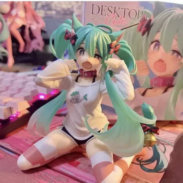 Bandai Hatsune Miku Anime-Figuren, Katzenohren, Sitzende Pose, Puppen Spielzeug - Bild 1