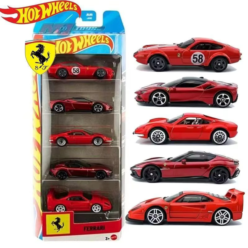 Hot Wheels Ferrari-Set, 5-teiliges Set, rote Formel-1-Sammlerautos, 1:64, ab 3 Jahren - Bild 3