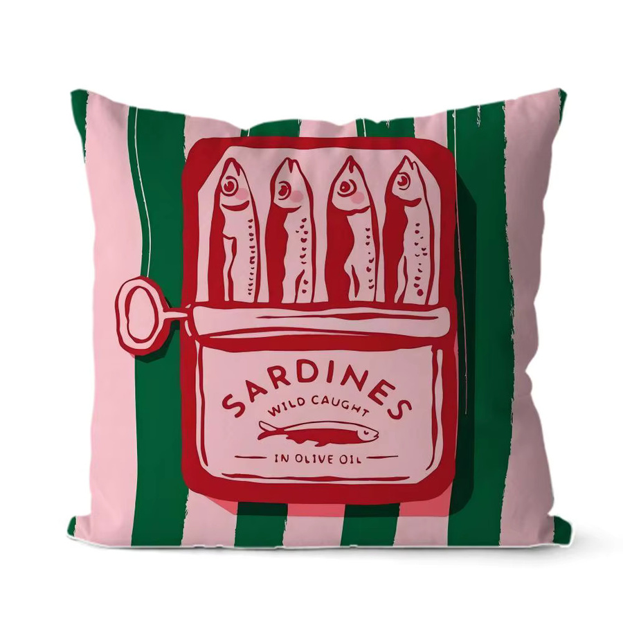 CoastalCharm Kissenbezug Sardine Can aus Plüsch, quadratisch, Schwarz/Mehrfarbig, B/T/H: 30 x 30 x 30 cm - Bild 5