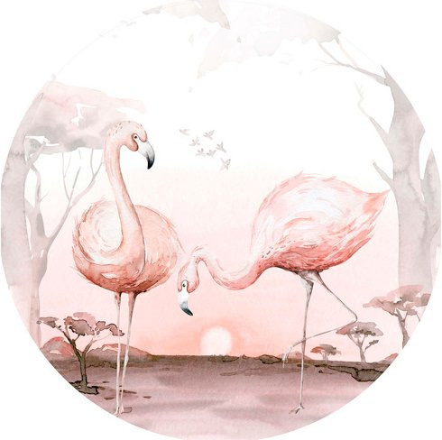 K&L Wall Art Vliestapete Kvilis Flamingos Vögel, Rundes Wandbild, mehrfarbig, matt, B/H: 284 x 284 cm - Bild 1