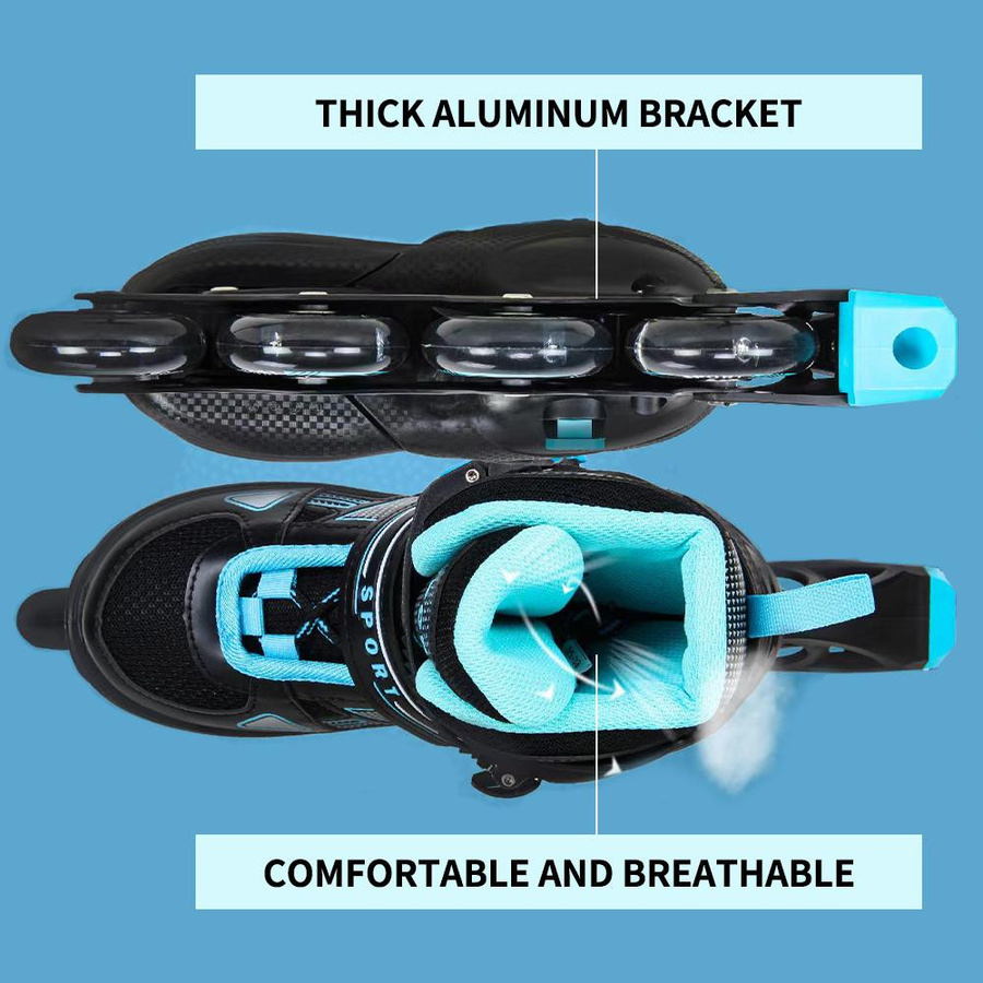 aimo Inline-Skates verstellbar mit leuchtenden Rädern blau S 31-34 - Bild 3