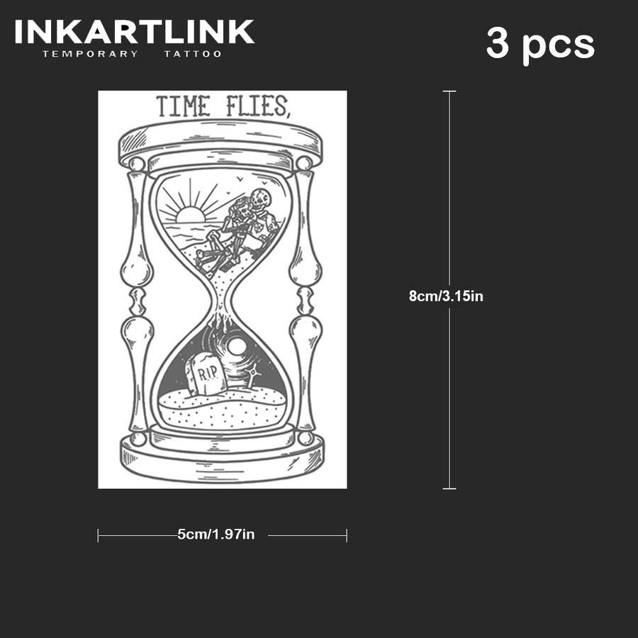 INKARTLINK Temporäres Sanduhr-Tattoo, 3 Stück, wasserfest, semi-permanent - Bild 4