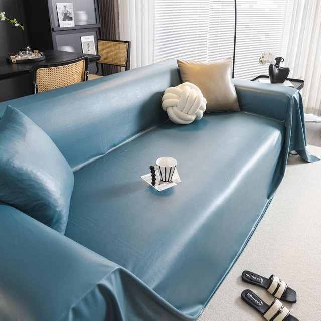 Your Warm Home Imitation Schaffell Sofabezug in Blau, wasserdichter Überwurf aus Polyester, B/B: 180 x 130 cm - Bild 1