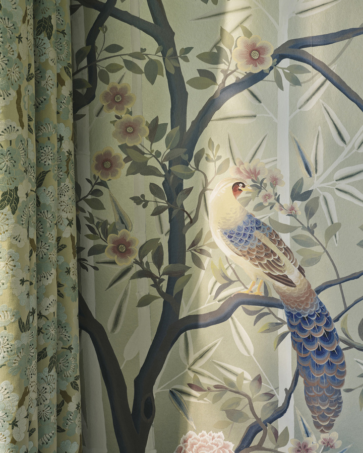 Manuel Canovas Wandtattoo La Voliere in Aqua Blau mit floralem und orientalischem Design aus Papier - Bild 2