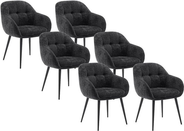 Vente-unique Stuhl Lassandra in Schwarz mit Stoffbezug und Metallgestell - Bild 1