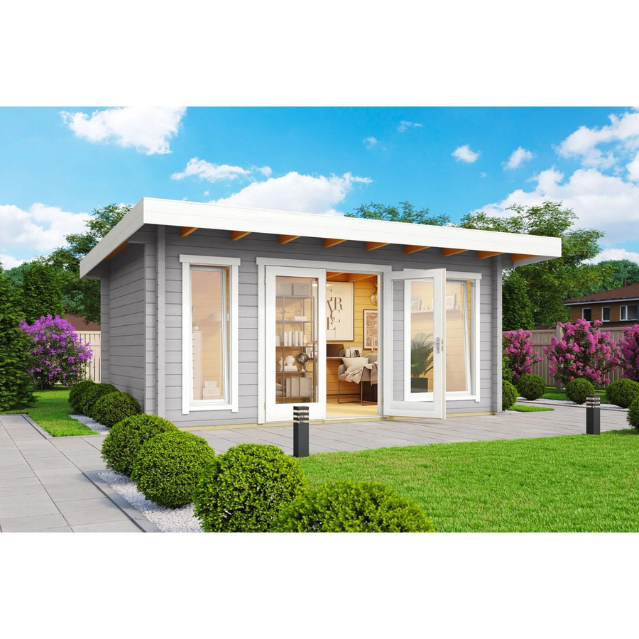 Lasita Blockbohlenhaus Dorset Gartenhaus in Grau mit Flachdach B/H/T: 510 x 238,95 x 360 cm - Bild 2