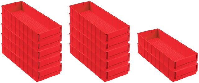 PROREGAL SuperSparSet 12er Pack Rote Industriebox 500 B Sortimentskasten, H x B x T: 8,1 x 18,3 x 50 cm, 6 Liter - Bild 1