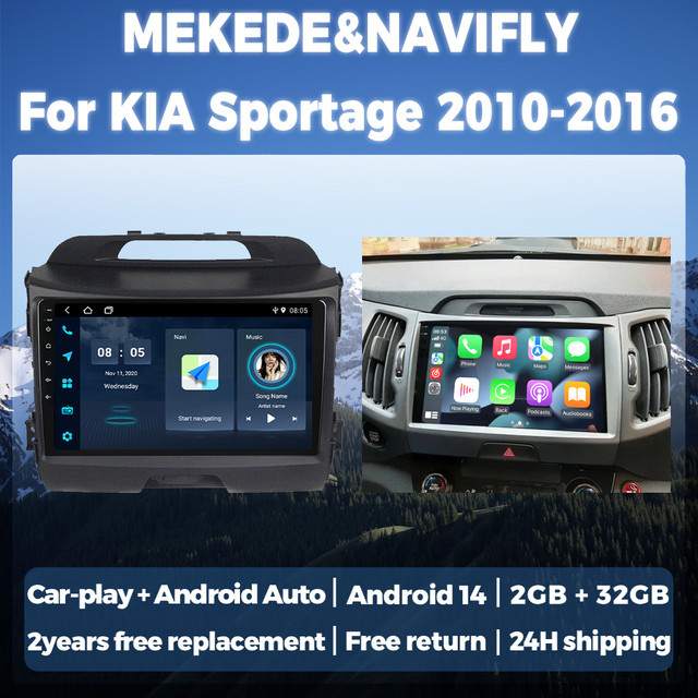 STRONGNAVI Android 14 Autoradio All-in-One Multimedia Player für Kia Sportage 3 SL 2010–2016 mit Carplay und Bluetooth in Schwarz - Bild 1