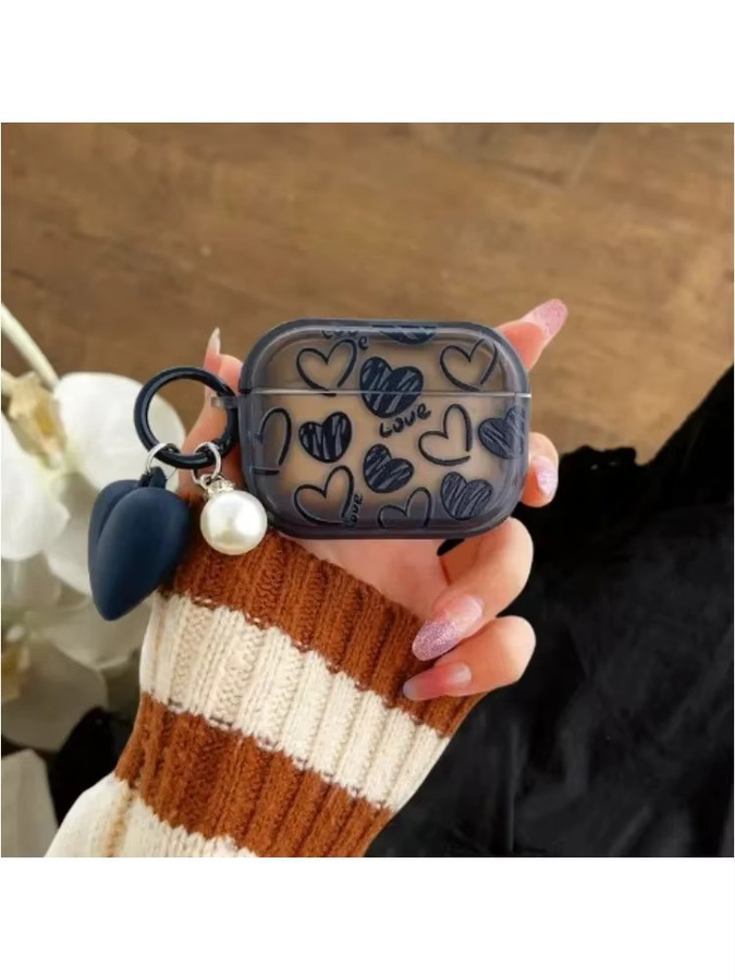 Sanrio Schutzhülle mit Herz-Design für AirPods Pro 2, AirPods 4 (2024), AirPods 3, 1 und 2 Gen in Schwarz mit Haken - Bild 5