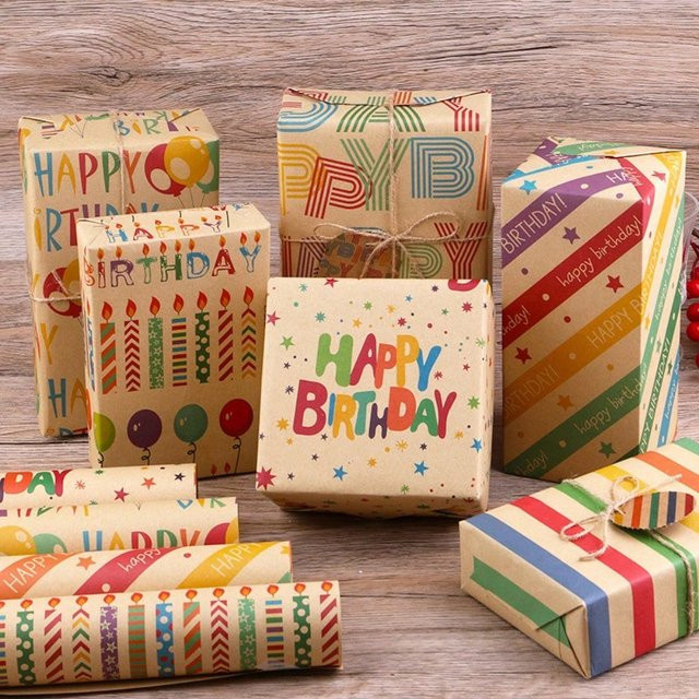 Buntes Kraftpapier für Geschenke und Backwerk zum Geburtstag - Bild 1