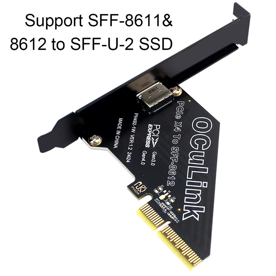 ALLOYSEED PCIe zu SFF-8611 und 8612 Oculink Adapterkarte PCIe 4.0, Schwarz - Bild 3